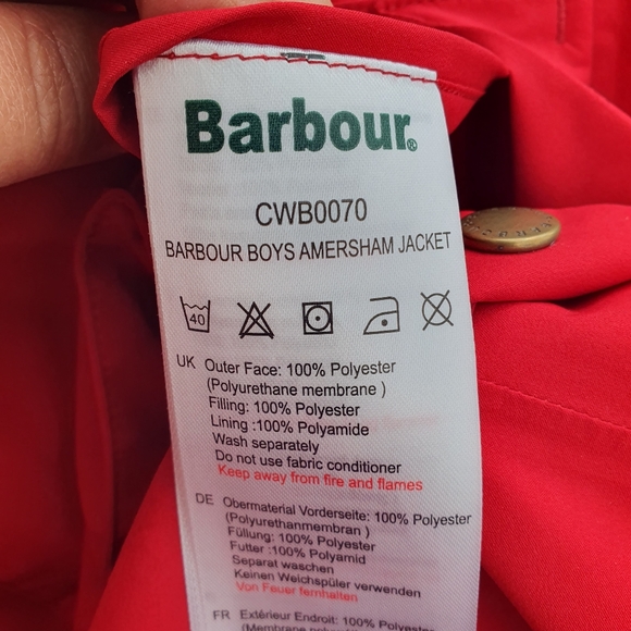 Barbour Boys Amersham Jacket Bnwt Rrp £100 Red XL 12-13yrs Waterproof School - Picture 9 of 10